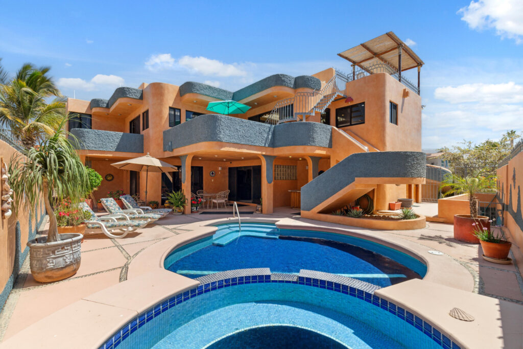 Los Cabos Cabo Bello Casa Blue Fin is a rare DUPLEX investment opportunity in the desirable oceanside community of Cabo Bello. This versatile 4-bedroom, 4-bathroom home offers incredible potential for rental income, full-time or multi-generational living, or both. Each level features 2-bedrooms and 2-bathrooms with private entrances in front and back, making it ideal for generating revenue while maintaining personal privacy or hosting extended family and guests.Enjoy beautiful for sale