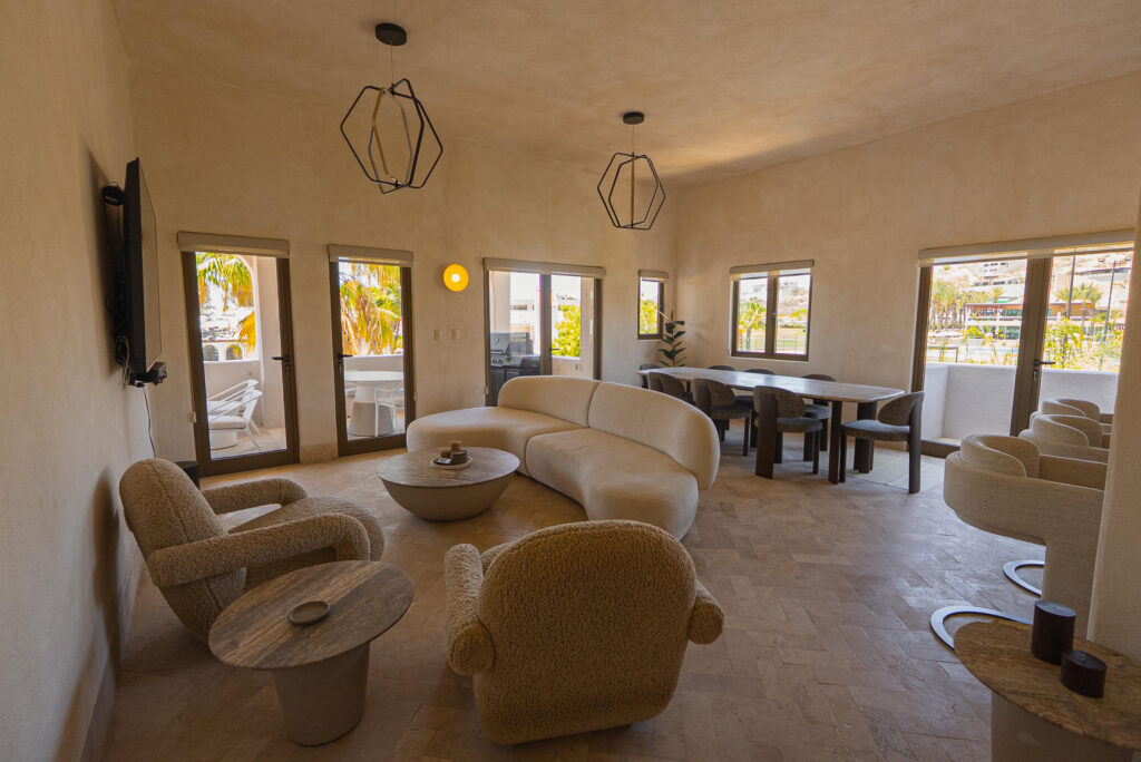 Los Cabos Casa Nima Experience resort-style living in this spacious and beautifully designed 3-bedroom, 3-bathroom residence within the exclusive Casa Nima community. Occupying the entire floor, this unique home offers exceptional privacy with no neighboring units next to you. Mediterranean-inspired architecture, elegant arches, and abundant natural light create a warm and sophisticated atmosphere. The expansive living and dining areas flow seamlessly to a generously sized terrace, perfect for entertaining and outdoor BBQ gatherings. Custom cabinetry throughout is included. Residents enjoy world-class amenities including a fitness center, restaurant, kids club, pet park, pickleball courts, and lush grounds, all thoughtfully designed to deliver the feel and service of a luxury resort. – Vista velas 3, Cabo Corridor, Cabo Corridor, BS